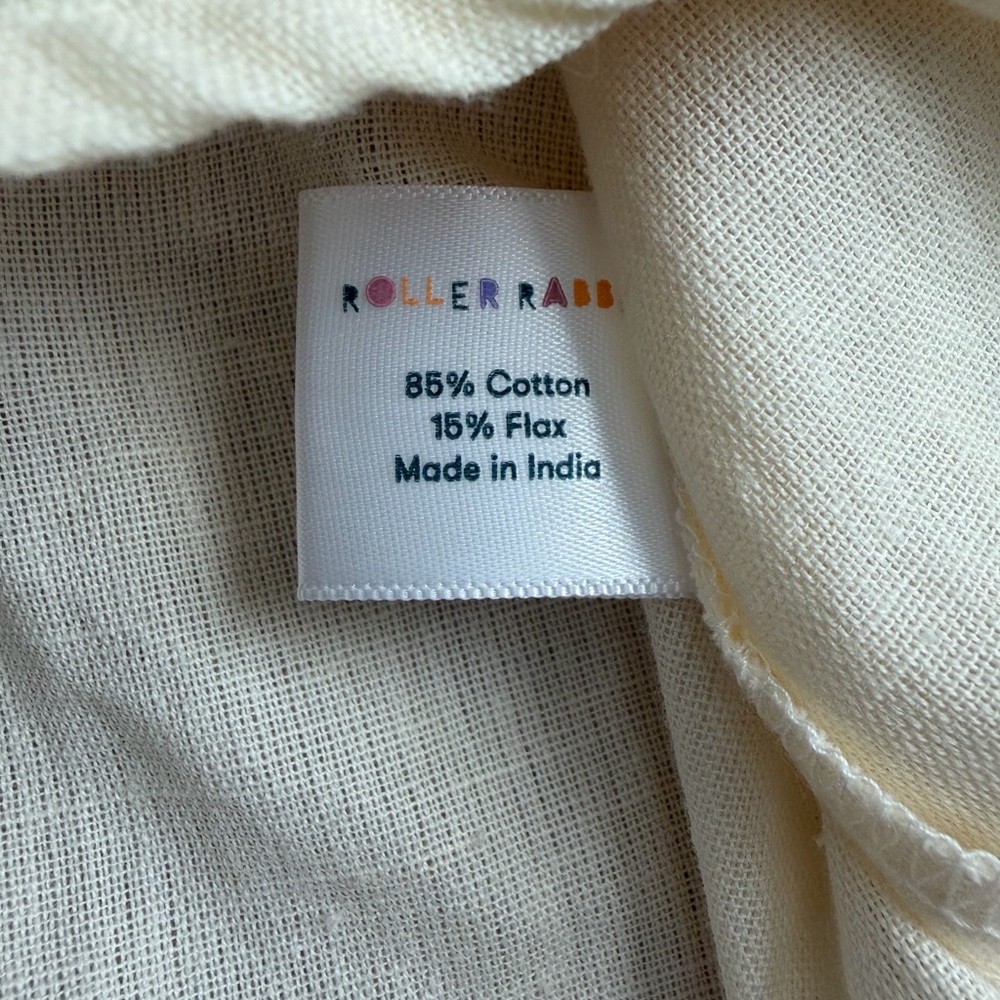 Roller Rabbit NWT Column Embroidery Michi Cream V Neck Top‎ Women's Size S - Picture 11 of 14